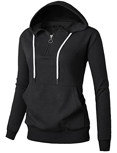 Image of GIVON Womens Casual Zip Up Hoodie Cotton Blend Soft Fabric Basic Layering Hooded Jacket with Kangaroo Pocket