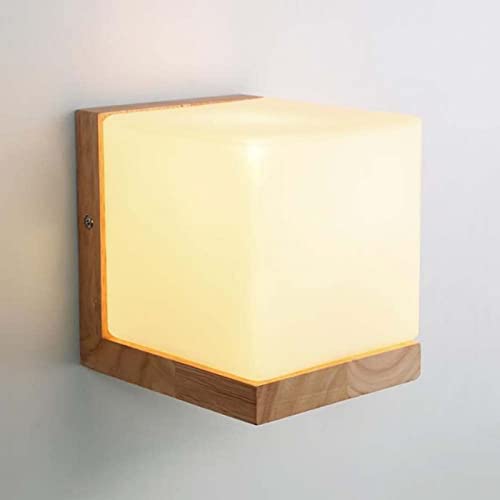 Lámparas de pared de madera de roble con pantalla de cristal premium
