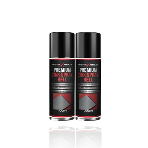 WerkXheld 2x Zinkspray hell 400ml - Hochleistungs-Rostschutz Spray & Zinkfarbe für Metalloberflächen, Hitzebeständig, Ideal für Auto & Metallschutz, Hellgrau
