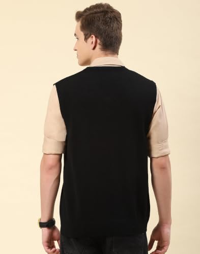 Image of Monte Carlo Men Regular Fit Sleeveless Solid V Neck Winter Sweater (Pack of 1)