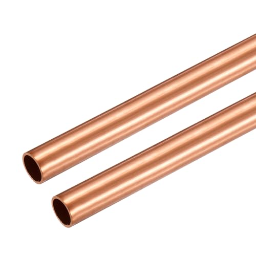 Image of sourcing map Copper Round Tube, 12mm OD x 1mm Wall Thickness x 100mm(4") Length Pure Copper Tube Seamless Metal Straight Pipe Tubing for DIY Crafts Industry Construction(Pack of 2)