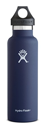 Hydro Flask 18 oz Vacuum Insulated Stainless Steel Water Bottle, Standard Mouth w/Loop Cap, Cobalt