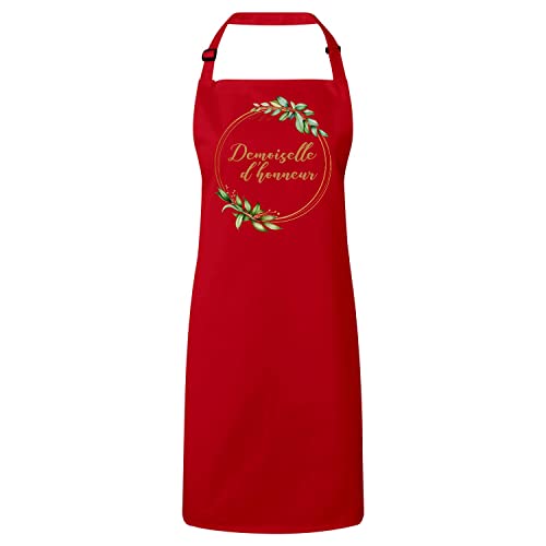 Tablier cuisine premium demoiselle d'honneur avec cercle de fleurs pour mariage