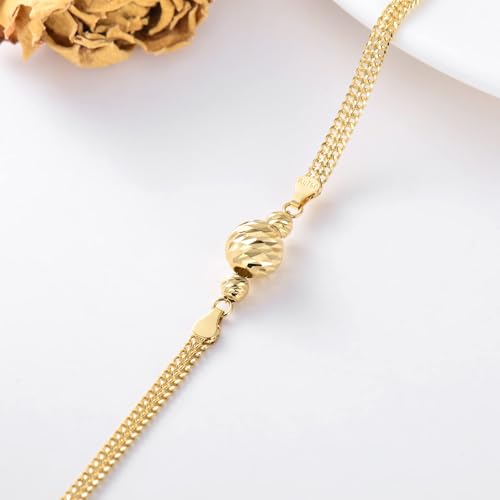 Image of 18K Solid Gold Mesh-link Chain Anklets for Women, 2.4mm Gold Italian Durable Chain Ankle Bracelet with Lobster Claw Jewelry Anniversary Birthday Jewelry Gift for Her 8 inch-10 inch