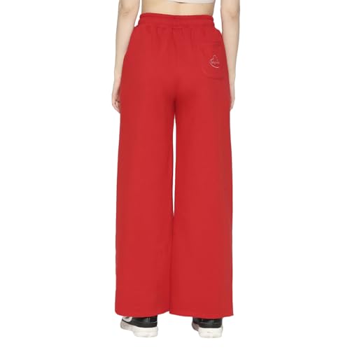 Image of Being Human Red Wide Leg Fit Women's Track Pants Clothing