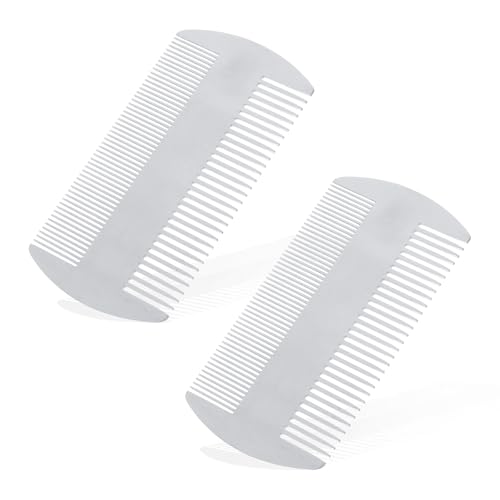 2 Stück Bartkamm Männer Bart Kamm EDC-Kamm Antistatisch Haarkamm Bartkamm Edelstahl Doppelseitig Friseurkämme Hair Comb Perfekt für Brieftasche und Tasche