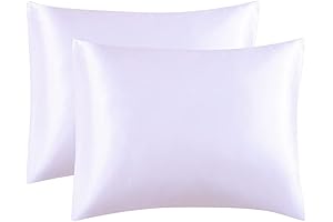 2-Pack Zippered Satin Travel Pillowcases for Toddlers: Soft, Silky Bliss (14x20 Inches, White)