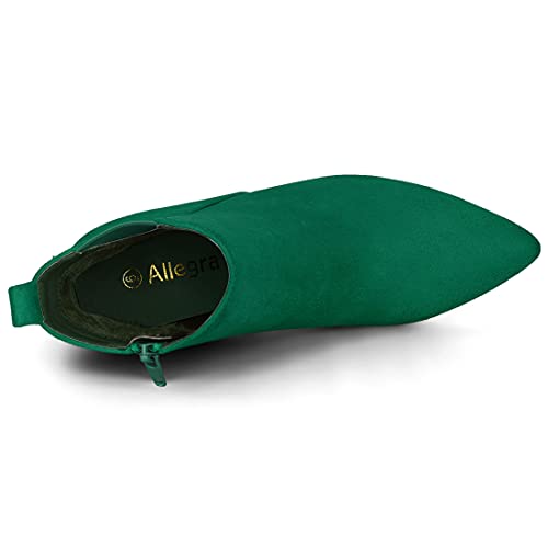 Allegra K Allegra K Women's Zipper Block Heels Emerald Green Ankle Boots 9 M US