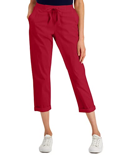 Style Womens Pull On Cuffed Pants Crimson Kiss L