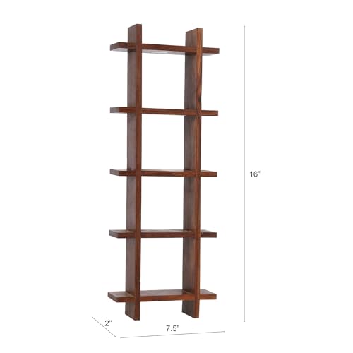 Image of AAKRITI ART CREATIONS Ladder Wall Decor with 5 Handcrafted Warli Pots | Wooden Shelves Hanging with Terracotta Vases | Matte Finish Decorative Wall Art for Living Room, Entryway & Gifting