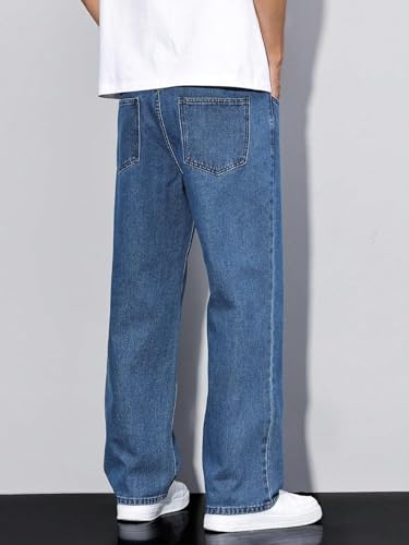 Image of KOTTY Men's Loose Fit Baggy Jeans - Relaxed Wide Leg Denim with Fashionable Urban Streetwear Look