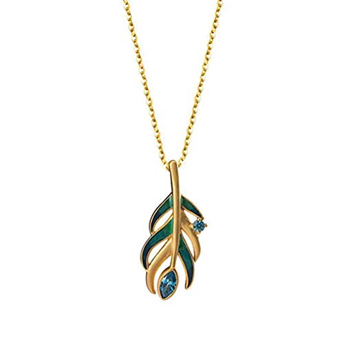 Pendentif plume en argent S925 véritable et diamant scintillant style dame