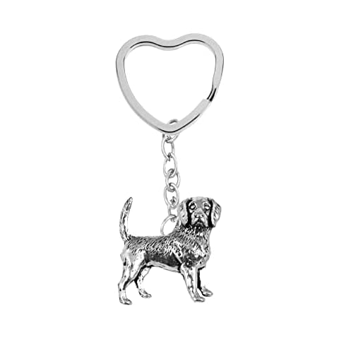 D11 Beagle fine English Pewter on a heart shaped split ring Keyring Cover
