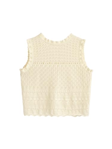 Verdusa Women's Old Money Vest Sleeveless Button Scallop Trim Sweater Cardigan Knit Crop Top2