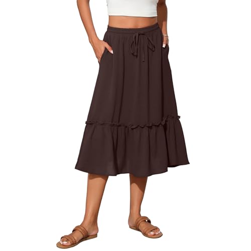 Image of Witsmile High Waist Tiered Skirts for Women Flowy Skirts for Women Long Length with Pockets 2026 Fashion Trendy