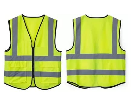 SAFETYZONE High Visibility Reflective Safety Zipper Polyester Fabric Jacket with 2 Pockets (2" Grey Reflector) (Green) (B0B4GBY3JH) Amazon Price History, Amazon Price Tracker