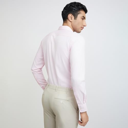 Image of Park Avenue Men Cotton blend Slim Fit Structure Pattern Semi Cutaway Collar Formal Shirt