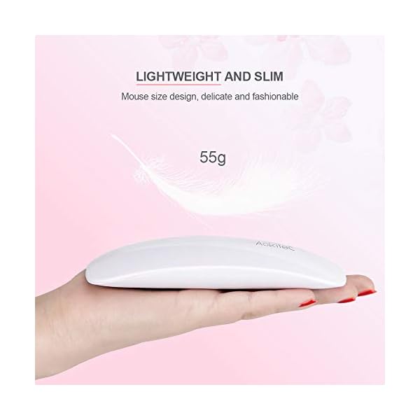 Aokitec-Mini-UV-LED-Nail-Lamp-Portable-Gel-Light-Mouse-Shape-Pocket-Size-Nail-Dryer-with-USB-Cable-for-All-Gel-PolishWhite Aokitec UV LED Nail Lamp - UV Light for Nails Portable LED Nail Dryer for Curing All Kinds of UV Nail Gels Nail Glue Gel Nail Polish Small but High Efficient for Salon Use Home DIY, White