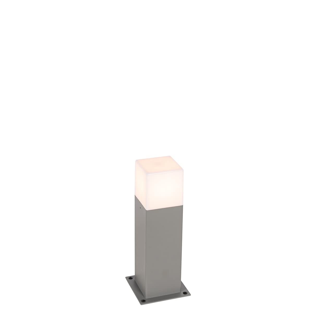 Qazqa Grey, White - Modern Standing Outdoor Pole I Bollard I Post Lamp Gray 30 Cm Ip44 - Denmark Garden - Modern - Suitable For Led E27 | 1 Light - Aluminium Bollard Light - Suitable For