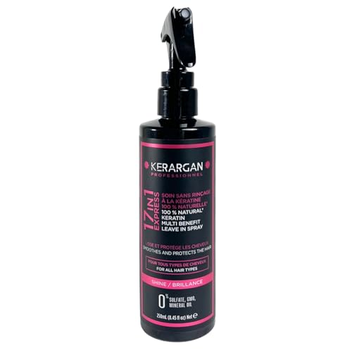 Kerargan - Loción Tónica con Keratina para Cabello Brillante y Fortalecido - Hidratante, Desenredante, Termoprotector - Anti-Frizz y Volumen - Sin Sulfatos, OGM ni Aceites Minerales - 250ml