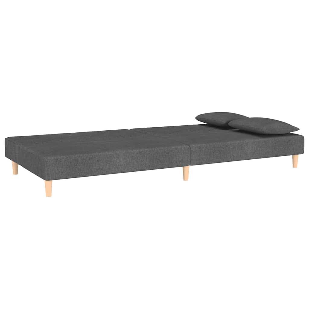 Sofa z funkcją spania 2-osobowa z 2 poduszkami, ciemnoszary, materiał, 200 x 84,5 x 69 cm, z miejscem do przechowywania, oparciem, podłokietnikami, idealna do salonu, pokoju gościnnego, małych