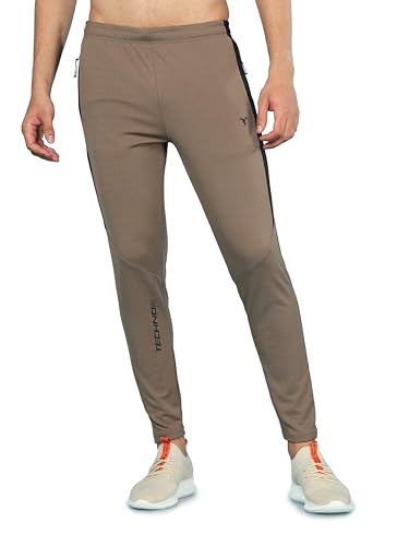 Image of TECHNOSPORT Men's Slim Fit Mid Rise Solid Trackpant with Techno Dry for Gym, Workout & Sports