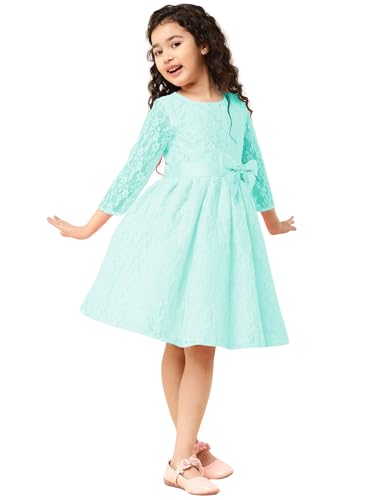 Image of A.T.U.N. (All Things UBER Nice) Girls Fit and Flare Knee Length Double Bow Dress for Party, Birthday and Special Occasion
