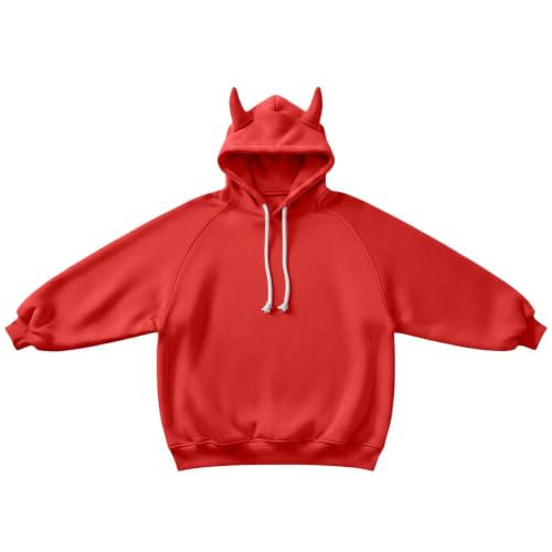 Womens Oversized Hoodies Fleece Devil Horn Harajuku Pullover Sweatshirt - image 6