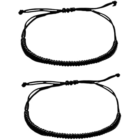 Braided String Bracelet Adjustable Tibetan Bracelet Buddhist String Rope Bracelet 2PCS Black,Tibetan Bracelets Cover