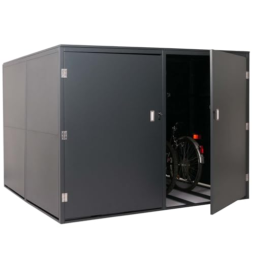 4er-Fahrradgarage HWC-L56c, Gerätehaus Fahrradbox mit Ablage, abschließbar Metall 160x222x208cm - anthrazit