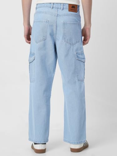 Image of Neostreak Men's Loose Baggy Fit Washed Cargo Jeans with 6 Pockets Non-Stretchable