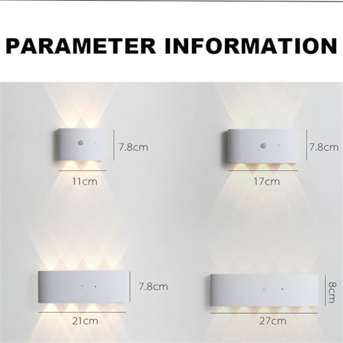 Lámpara de pared inalámbrica LED regulable de 8 luces con sensor y USB recargable 3