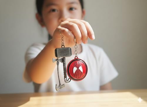 Image of MARVEL THOR Metallic SILVER Hammer,Stormbreaker /Axe & DR STRANGE,CAPTAIN AMERICA SHIELD Spinning KEYCHAIN,Heavy Quality Metal,Combo Pack for Kids Men Women Car Bike Home