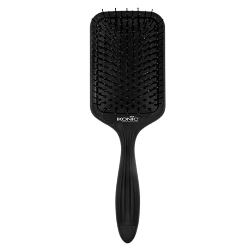 Image of Ikonic Professional Pro Paddle Hair Brush, Detangling Hair, Anti Static Brush, Ionic Technology, Ideal for Men & Women, Salon /Personal Grooming, Straightening, Smoothening, Heat Resistant - Black