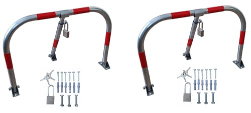 FERRETELIX® 2 UDS Cepo de Parking zincado/Valla Guardaplazas | Bloqueo Manual de Alta Resistencia incluye tornilleria y candado (2)
