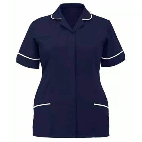 Ctallthy Nursing Healthcare Tunic Dentist Hospitality Carers Therapist Maid Nurse Uniform (Navy Blue,Medium)