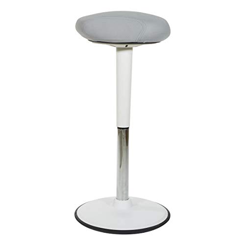 Image of Office Star Active Seating Adjustable 24-34 Inch Height and 360-Degree Wobble Design Perch Seat with Non-Slip Base, Grey