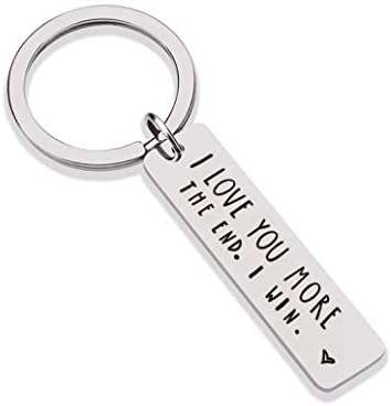 CINDYHE Couple I Love You Keychain for Boyfriend Girlfriend Husband Wife Gifts for Him Her (Silver)
