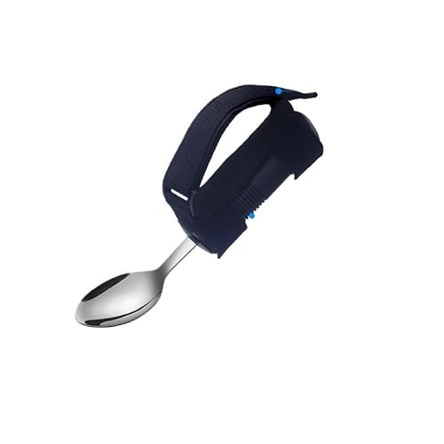 【daqiyidshang】手ぶれ補正食器セットフラットハンドルナイフフォークスプーンステンレス耐摩耗性清潔で簡単なリハビリ補助具高齢者障害者のグリップ機能が制限されている人に適しています (スプーン)