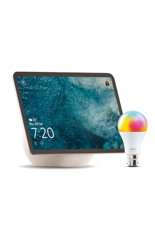 Image of Amazon Echo Show 11 (newest model), vibrant 11 inch Full HD display with spatial audio & Alexa, new sleek design, Glacier White, combo with wipro 9W smart bulb