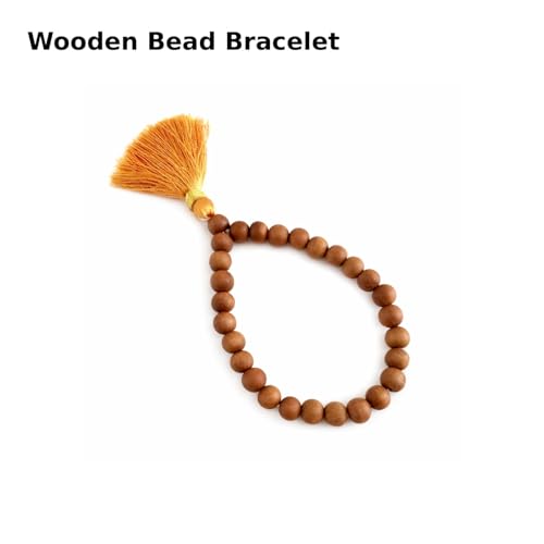 Image of Natural White Sandalwood Bracelet (Safed Chandan) - 27+1 Beads 10mm, Prayer Mala for Meditation & Spiritual Use