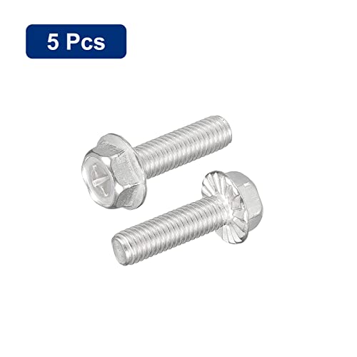 Image of uxcell M8x30mm Phillips Hex Head Flange Bolts, 5pcs 304 Stainless Steel Hexagon Phillips Flange Head Hex Bolts Machine Screws