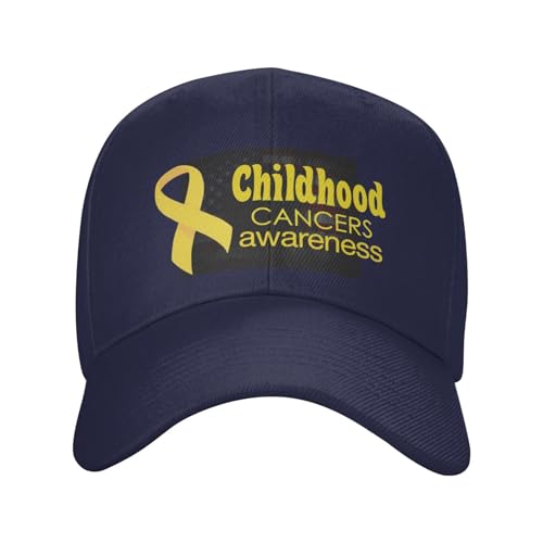 Childhood Cancer Awareness Fashionable Casquette Hat Breathable Adjustable Strap for Comfort Style Navy Blue2