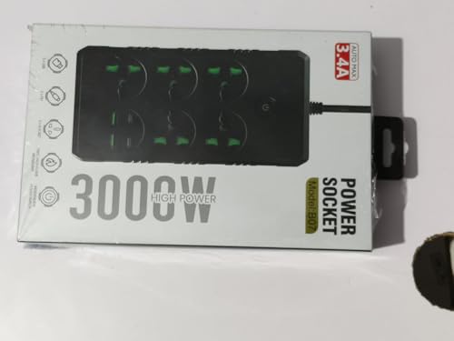Image of Long Cord Extension Board Universal Extension Socket Surge Protector Desk Charging Station for Office School Home Surge Protector Power Strip with Outlets and USB Ports (B07)