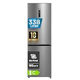 Midea MERB345MGC02 Kühl-/Gefrierkombination/No Frost/185 cm hoch / 59,5 cm breit /70 cm tiefe/171 kWh/Jahr/216 L Kühlteil/ 122 L Gefrierteil/Twin Control/mit Chiller Box, Front Inox