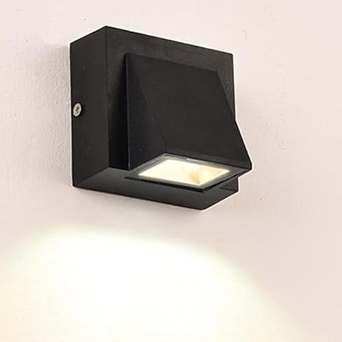 Image of SAH Led Metal Outdoor Wall Light, Black, Waterproof, Warm White for Entryway, Gardens, Pathways, Vanity, Pool Side, Outdoor Stairs and Walls (Modern, 2) (Down, Pack of 1)