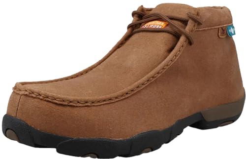 Twisted X Men's Work Chukka Driving Moc, Moc Toe Nano Toe, Distressed Saddle, 14 M