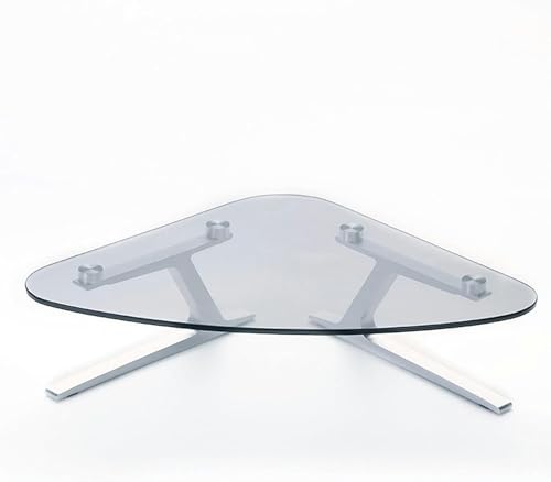FHPEWXDG Soporte de Esquina para Monitor de Vidrio Templado Transparente, Elevador de Pantalla Triangular ergonómico con Pata de aleación de Aluminio, Estante Organizador Universal para Escritorio.