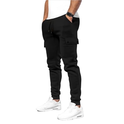 Aryapyper Men's Workwear Sweatpants Loose-Fitting Casual Multi-Pocket Cuffed Fitness Sports Elastic Waistband with Drawstring