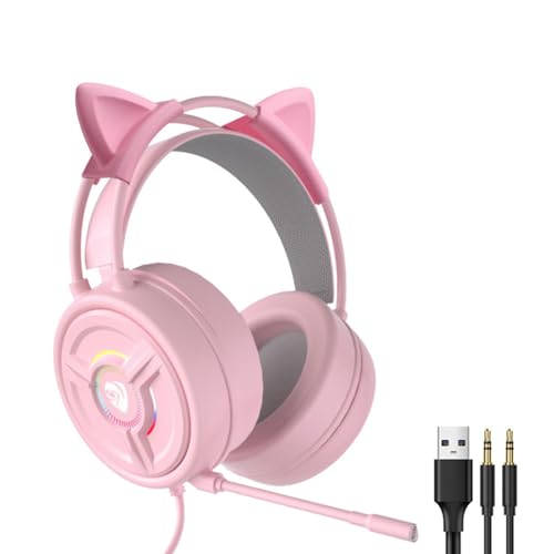 Ailan Auriculares para portátil, Accesorios para Juegos con Sonido de Calidad y Luces de respiración Colores, comparados con Orejeras Cuero sintético Disponibles en el Mercado, Auriculares